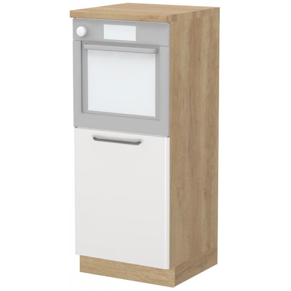 Επιδαπέδιο ντουλάπι φούρνου ψηλό Modena K14-60-1KR-Δρυς - Λευκό γυαλιστερό