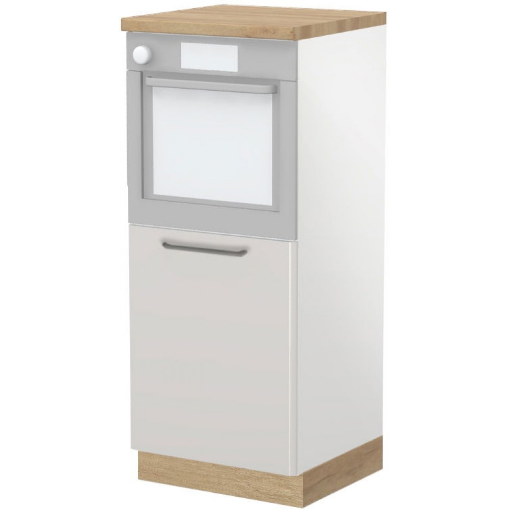 Επιδαπέδιο ντουλάπι φούρνου ψηλό Modena K14-60-1KR-Λευκό γυαλιστερό - Γκρι Ανοιχτό