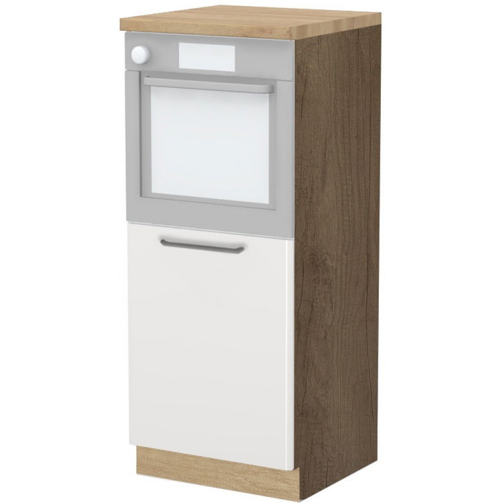 Επιδαπέδιο ντουλάπι φούρνου ψηλό Modena K14-60-1KR-Φυσικό σκούρο - Λευκό γυαλιστερό