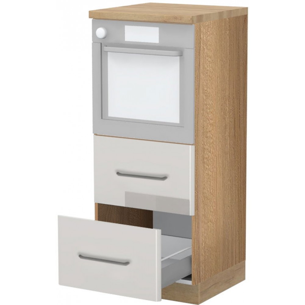 Επιδαπέδιο ντουλάπι φούρνου ψηλό Modena K14-60-2MB-Καρυδί - Γκρι ανοιχτό