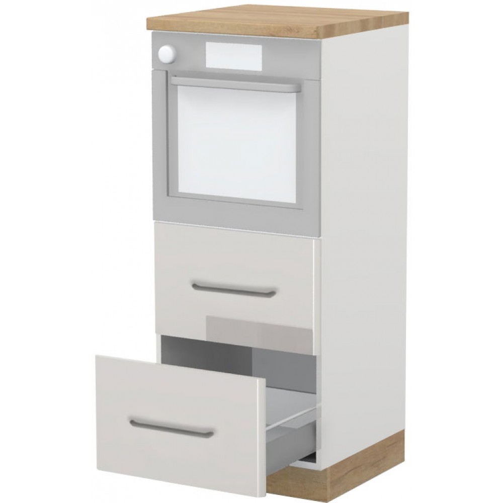 Επιδαπέδιο ντουλάπι φούρνου ψηλό Modena K14-60-2MB-Λευκό - Γκρι ανοιχτό