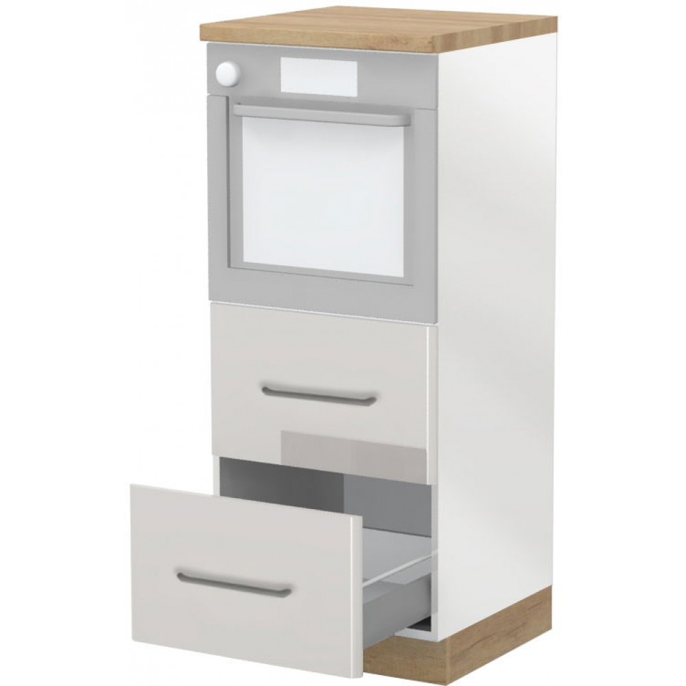 Επιδαπέδιο ντουλάπι φούρνου ψηλό Modena K14-60-2MB-Λευκό γυαλιστερό - Γκρι Ανοιχτό
