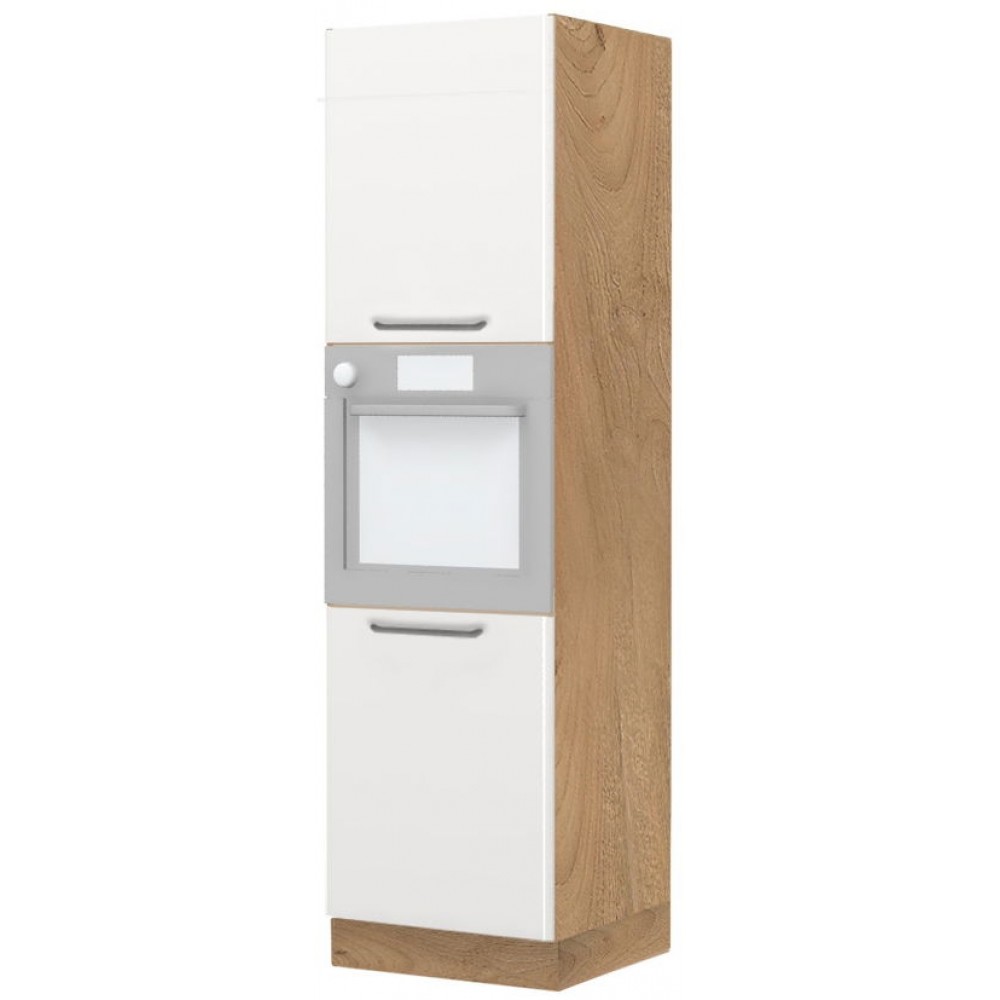 Επιδαπέδιο ντουλάπι φούρνου ψηλό Modena K21-60-2KR-Καρυδί - Λευκό γυαλιστερό