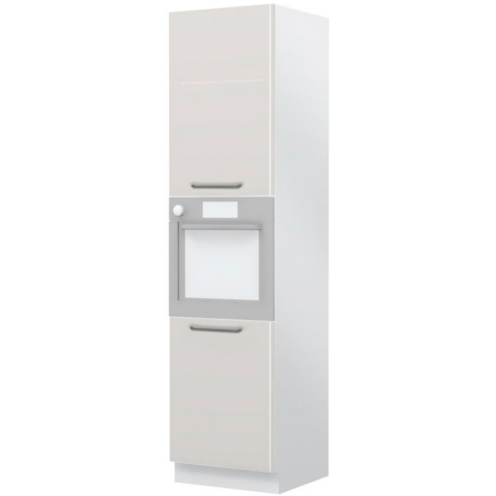 Επιδαπέδιο ντουλάπι φούρνου ψηλό Modena K23-60-2KR-Λευκό γυαλιστερό - Γκρι Ανοιχτό
