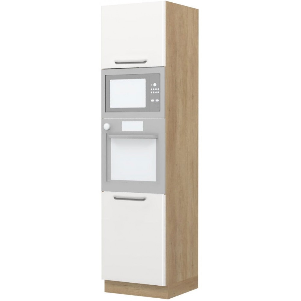 Επιδαπέδιο ντουλάπι φούρνου ψηλό Modena K23-60-RM-Δρυς - Λευκό γυαλιστερό