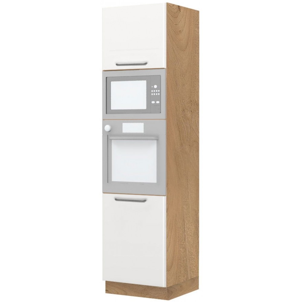 Επιδαπέδιο ντουλάπι φούρνου ψηλό Modena K23-60-RM-Καρυδί - Λευκό γυαλιστερό