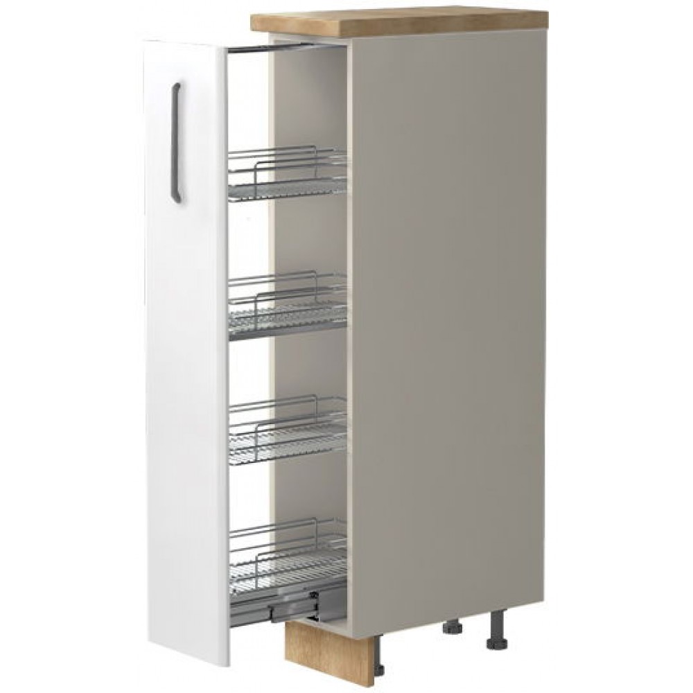 Επιδαπέδιο ντουλάπι ψηλό Modena K14-30-1KZ-Γκρι ανοιχτό - Λευκό γυαλιστερό