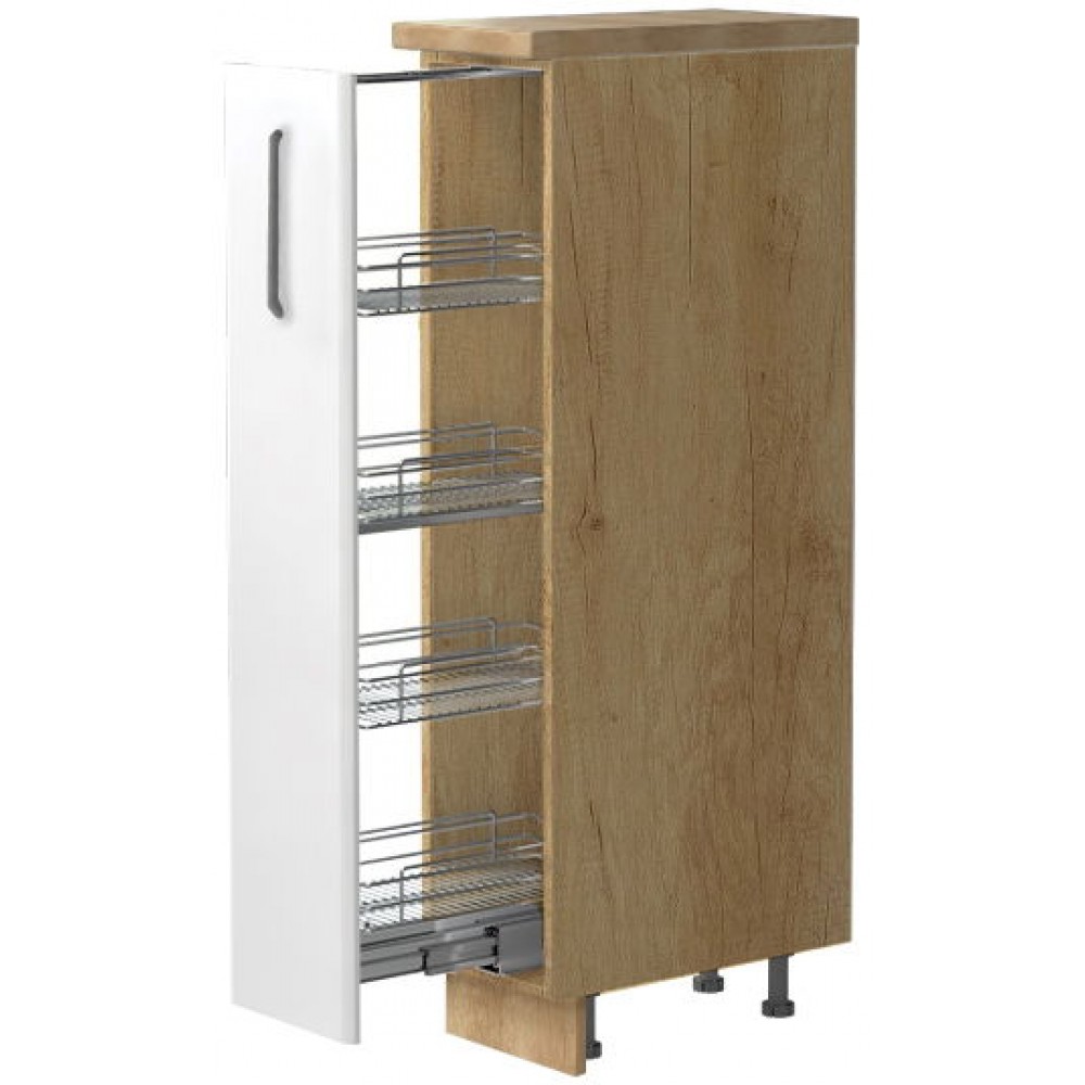 Επιδαπέδιο ντουλάπι ψηλό Modena K14-30-1KZ-Δρυς - Λευκό γυαλιστερό