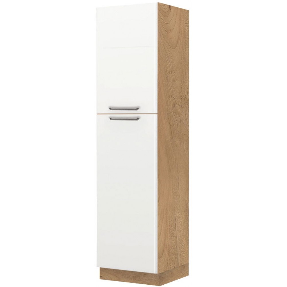 Επιδαπέδιο ντουλάπι ψηλό Modena K23-60-2KF-Καρυδί - Λευκό γυαλιστερό