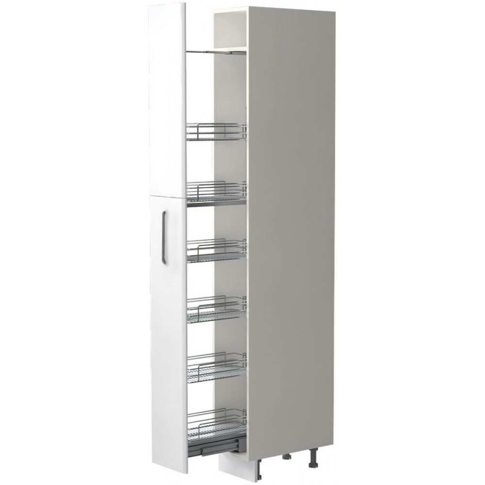 Επιδαπέδιο ντουλάπι ψηλό Modena K23-30-1KZ-Γκρι ανοιχτό - Λευκό γυαλιστερό