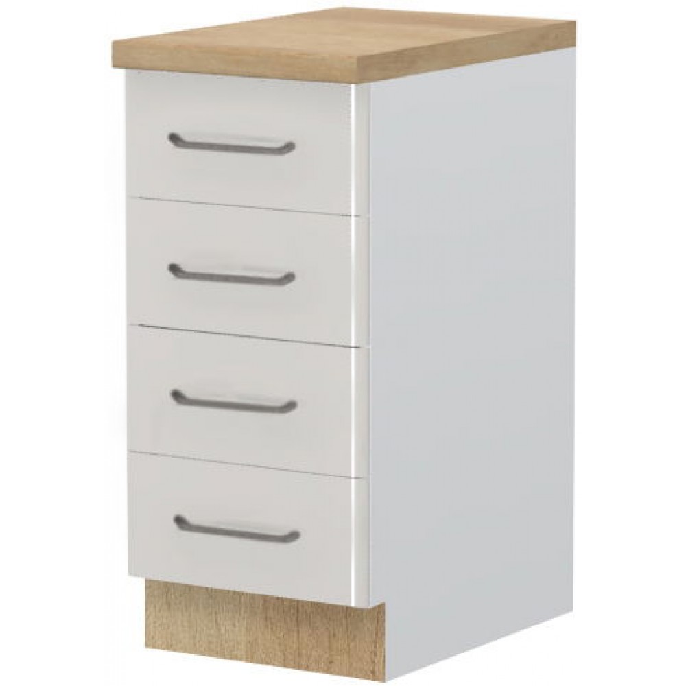 Επιδαπέδιο ντουλάπι Modena R-40-4F-Λευκό - Γκρι ανοιχτό