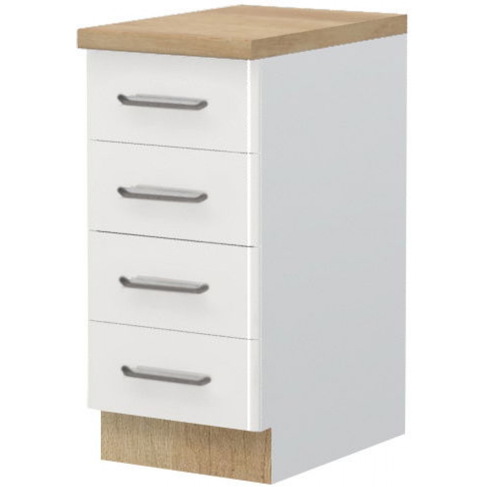 Επιδαπέδιο ντουλάπι Modena R-40-4F-Λευκό - Λευκό γυαλιστερό