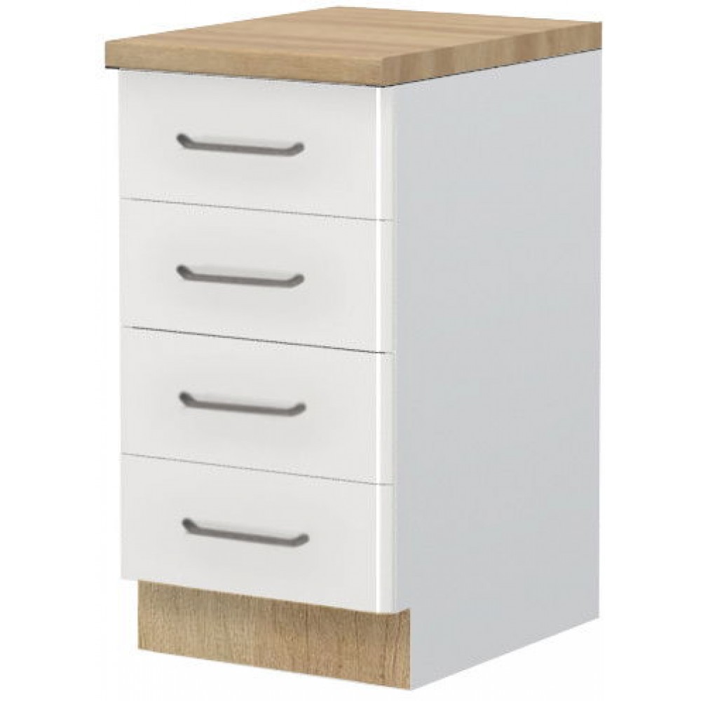 Επιδαπέδιο ντουλάπι Modena R-45-4F-Λευκό - Λευκό γυαλιστερό