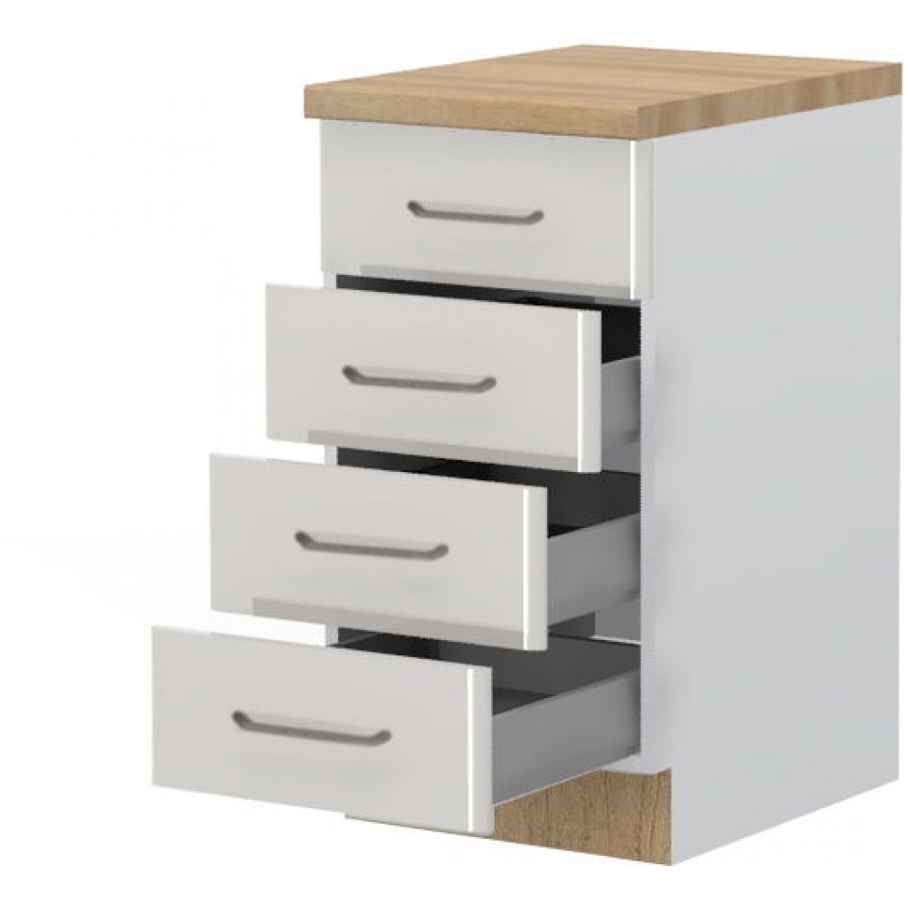 Επιδαπέδιο ντουλάπι Modena R-45-4MBOX-Λευκό - Γκρι ανοιχτό