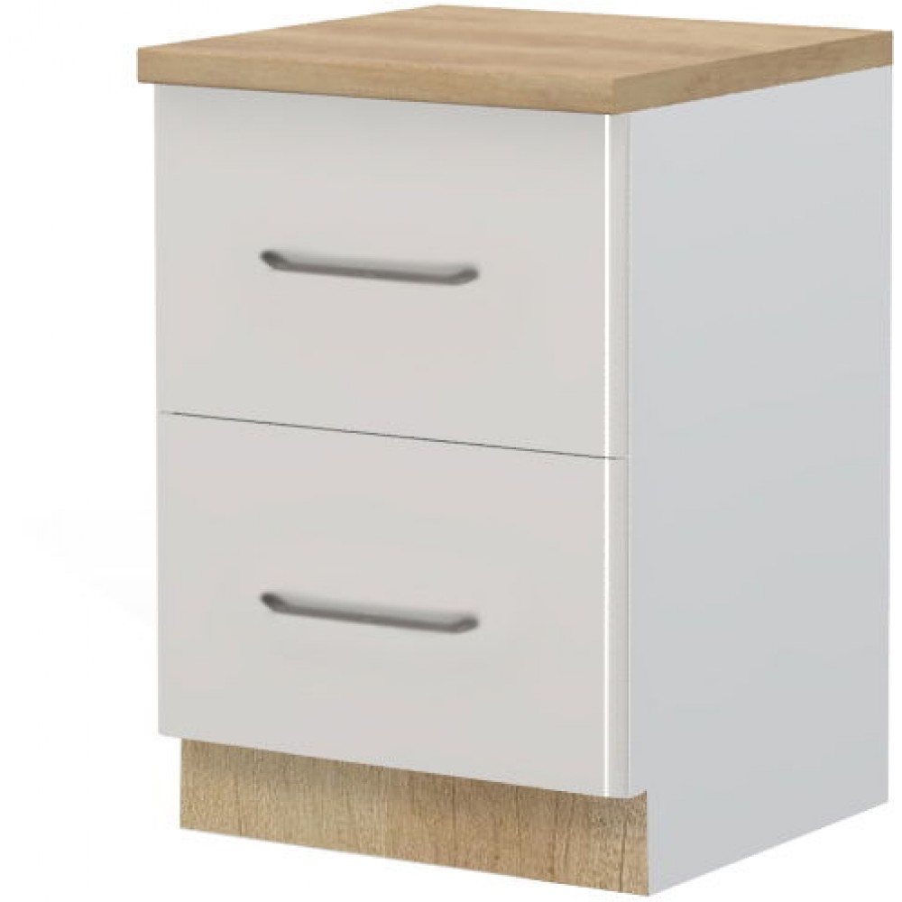 Επιδαπέδιο ντουλάπι Modena R-60-2F-Λευκό - Γκρι ανοιχτό