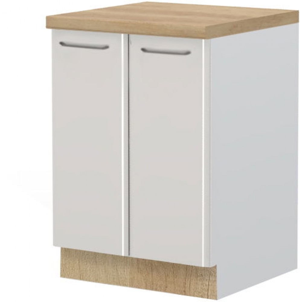 Επιδαπέδιο ντουλάπι Modena R-60-2K-Λευκό - Γκρι ανοιχτό