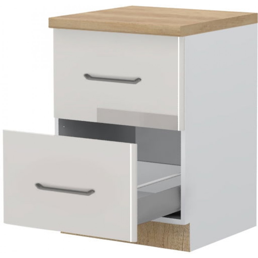 Επιδαπέδιο ντουλάπι Modena R-60-2MBOX-Λευκό - Γκρι ανοιχτό