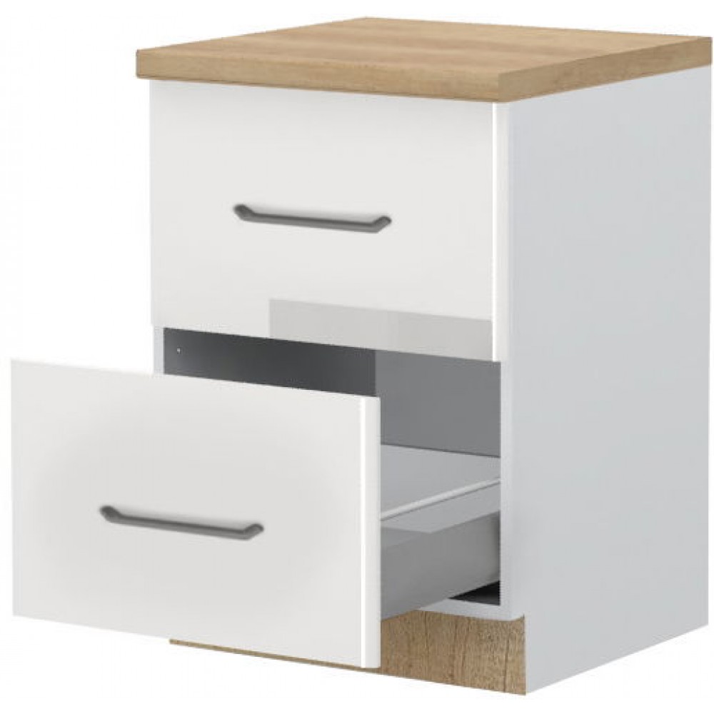 Επιδαπέδιο ντουλάπι Modena R-60-2MBOX-Λευκό - Λευκό γυαλιστερό