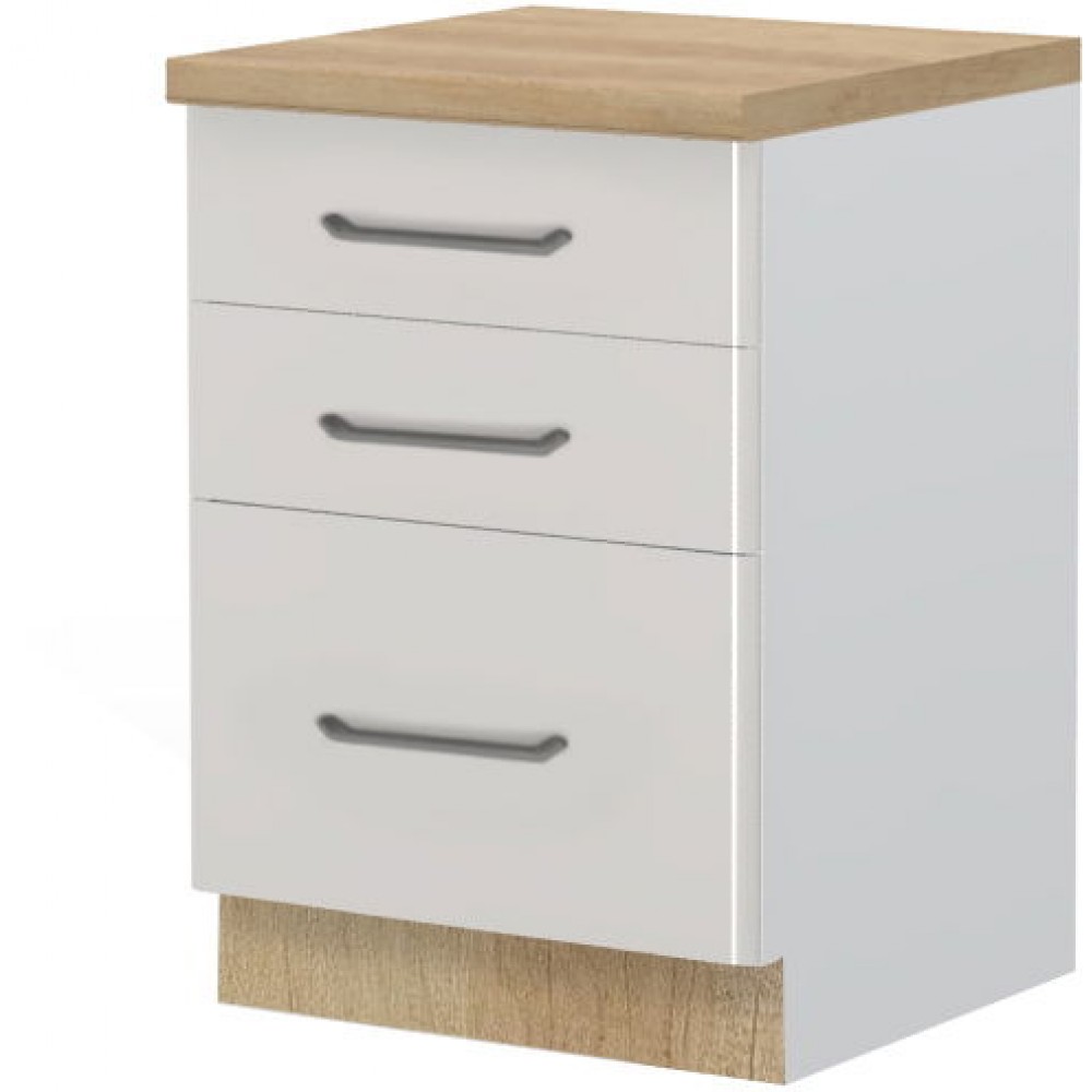 Επιδαπέδιο ντουλάπι Modena R-60-3F-Λευκό - Γκρι ανοιχτό