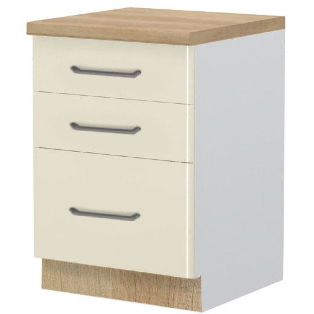 Επιδαπέδιο ντουλάπι Modena R-60-3F-Λευκό - Μπεζ