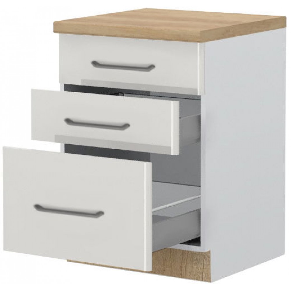 Επιδαπέδιο ντουλάπι Modena R-60-3MBOX-Λευκό - Γκρι ανοιχτό