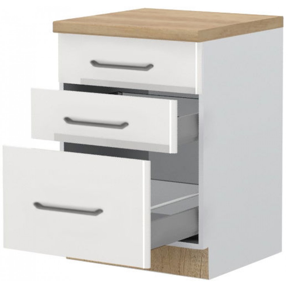 Επιδαπέδιο ντουλάπι Modena R-60-3MBOX-Λευκό - Λευκό γυαλιστερό