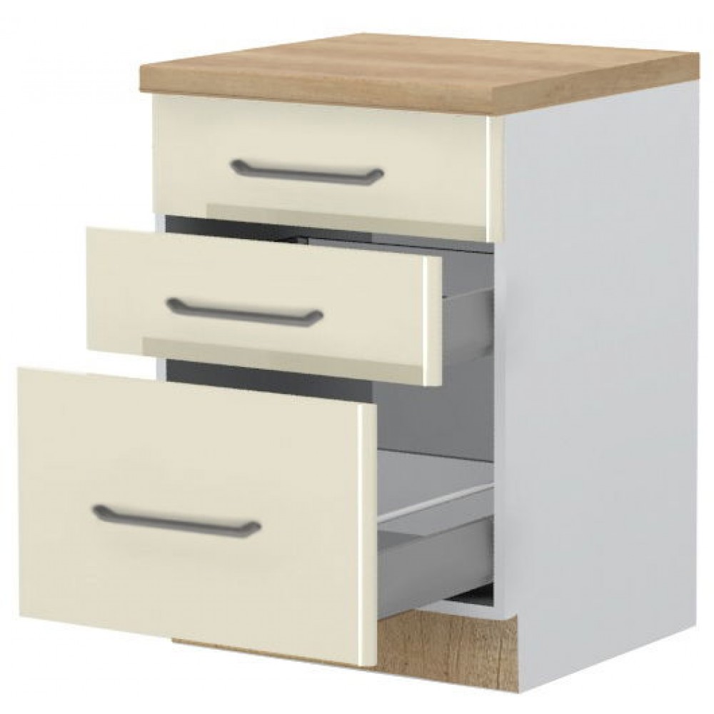 Επιδαπέδιο ντουλάπι Modena R-60-3MBOX-Λευκό - Μπεζ