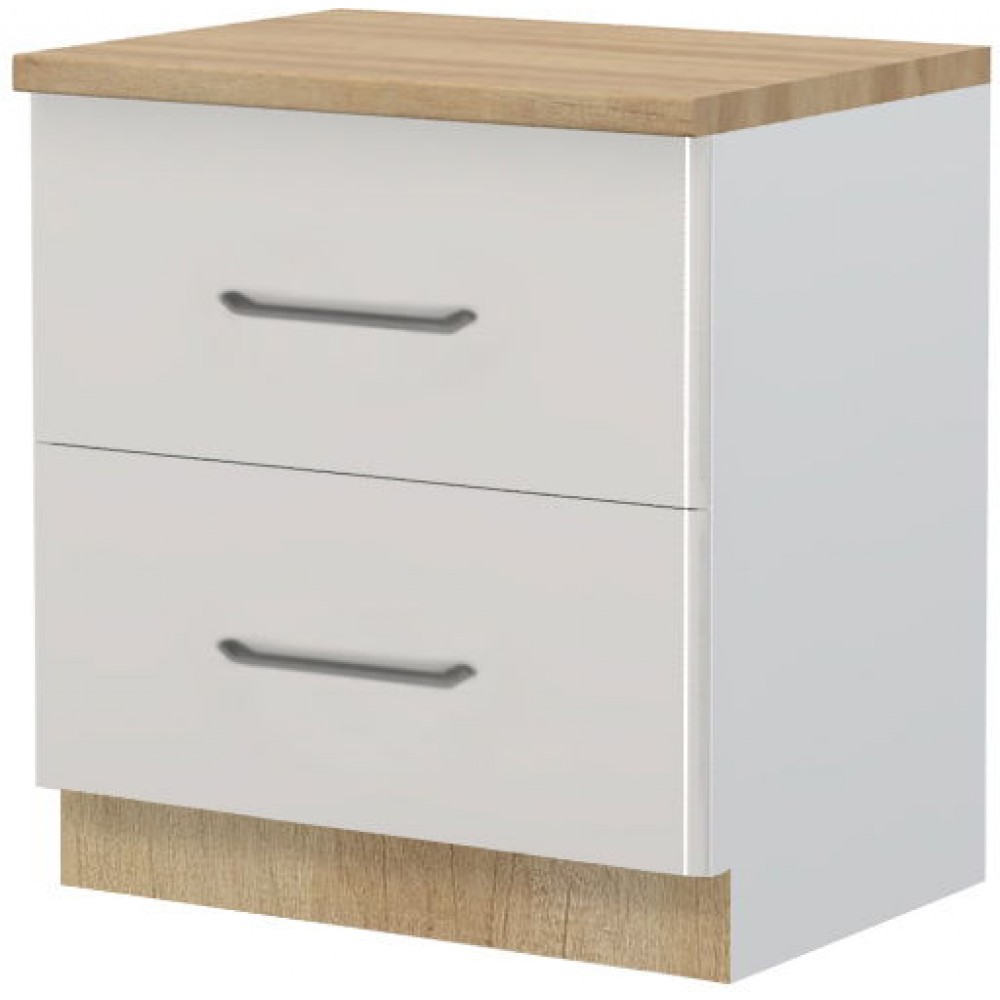 Επιδαπέδιο ντουλάπι Modena R-80-2F-Λευκό - Γκρι ανοιχτό