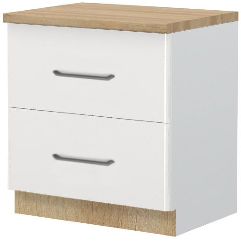 Επιδαπέδιο ντουλάπι Modena R-80-2F-Λευκό - Λευκό γυαλιστερό