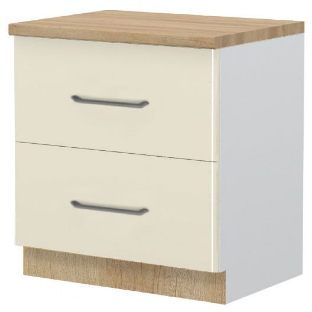 Επιδαπέδιο ντουλάπι Modena R-80-2F-Λευκό - Μπεζ