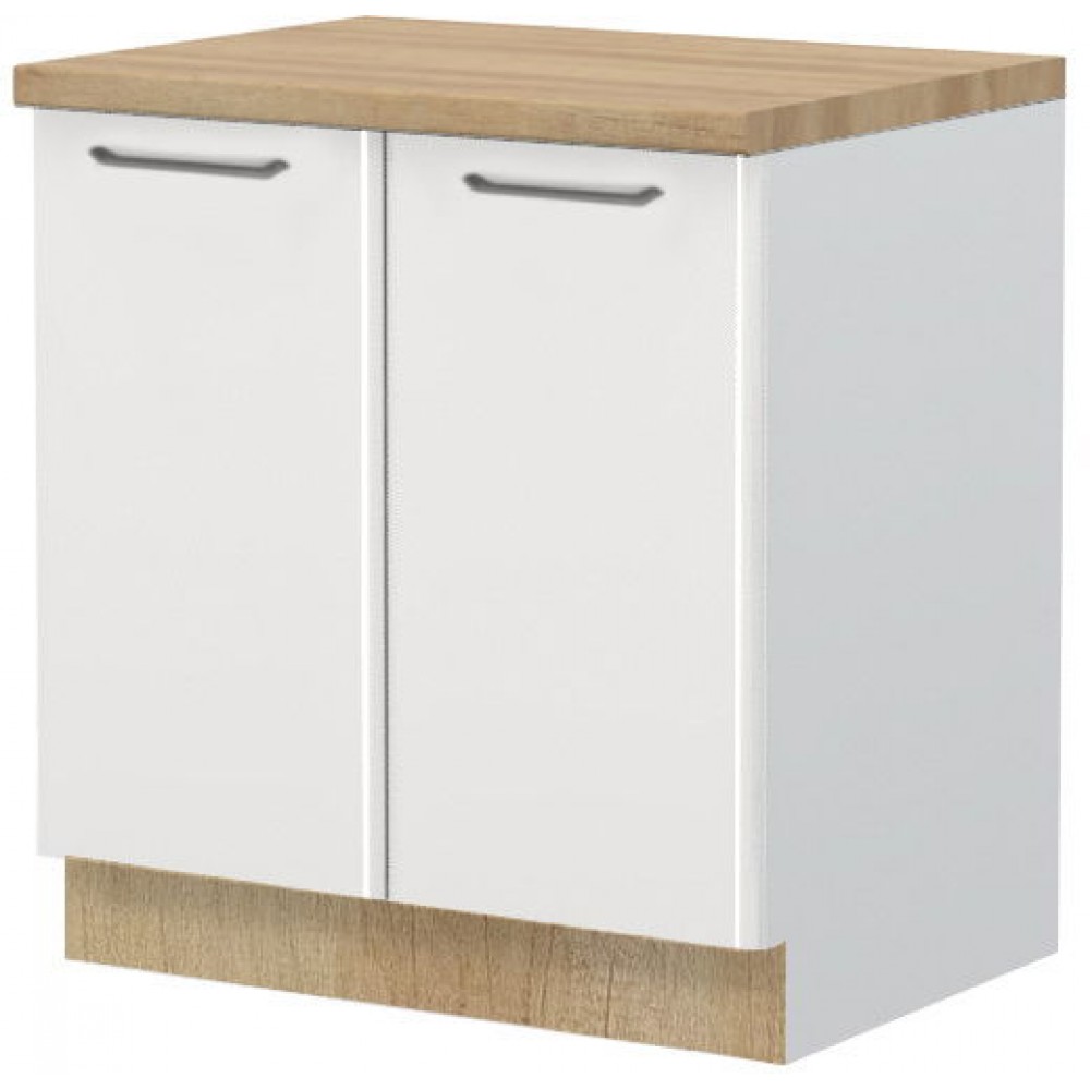 Επιδαπέδιο ντουλάπι Modena R-80-2K-Λευκό - Λευκό γυαλιστερό