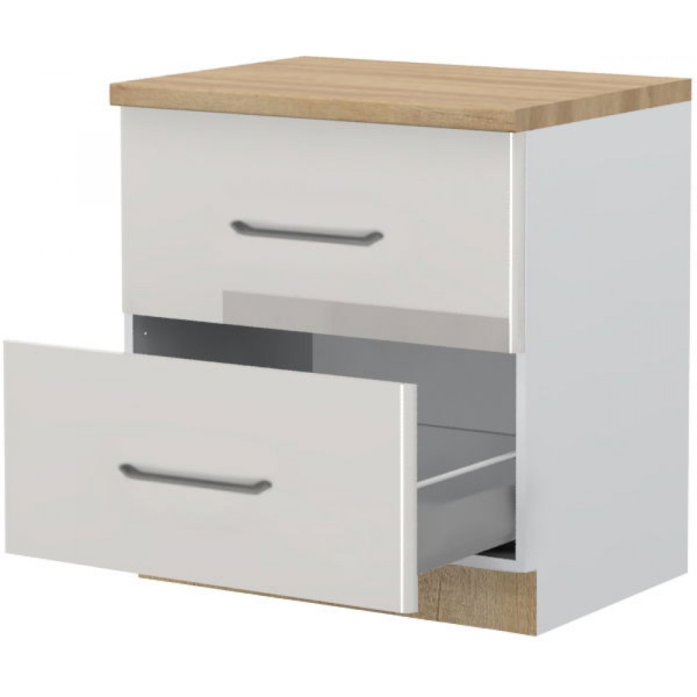 Επιδαπέδιο ντουλάπι Modena R-80-2MBOX-Λευκό - Γκρι ανοιχτό