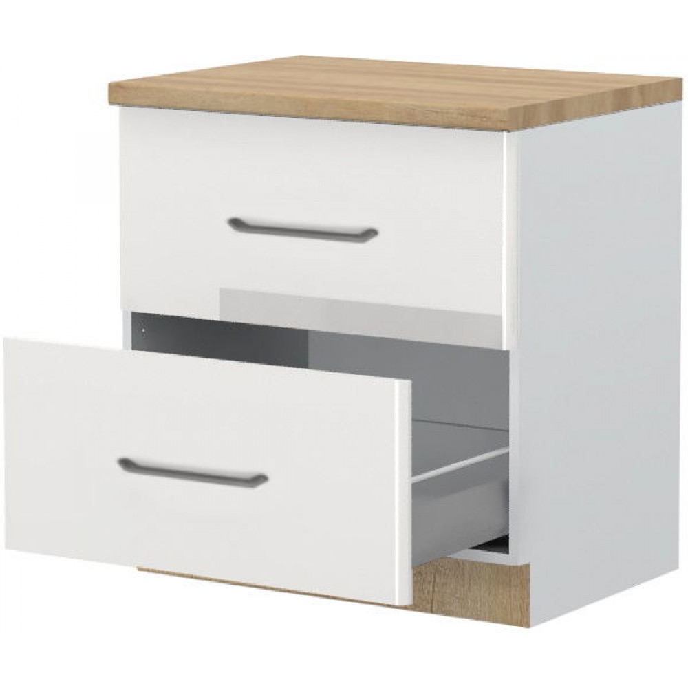 Επιδαπέδιο ντουλάπι Modena R-80-2MBOX-Λευκό - Λευκό γυαλιστερό