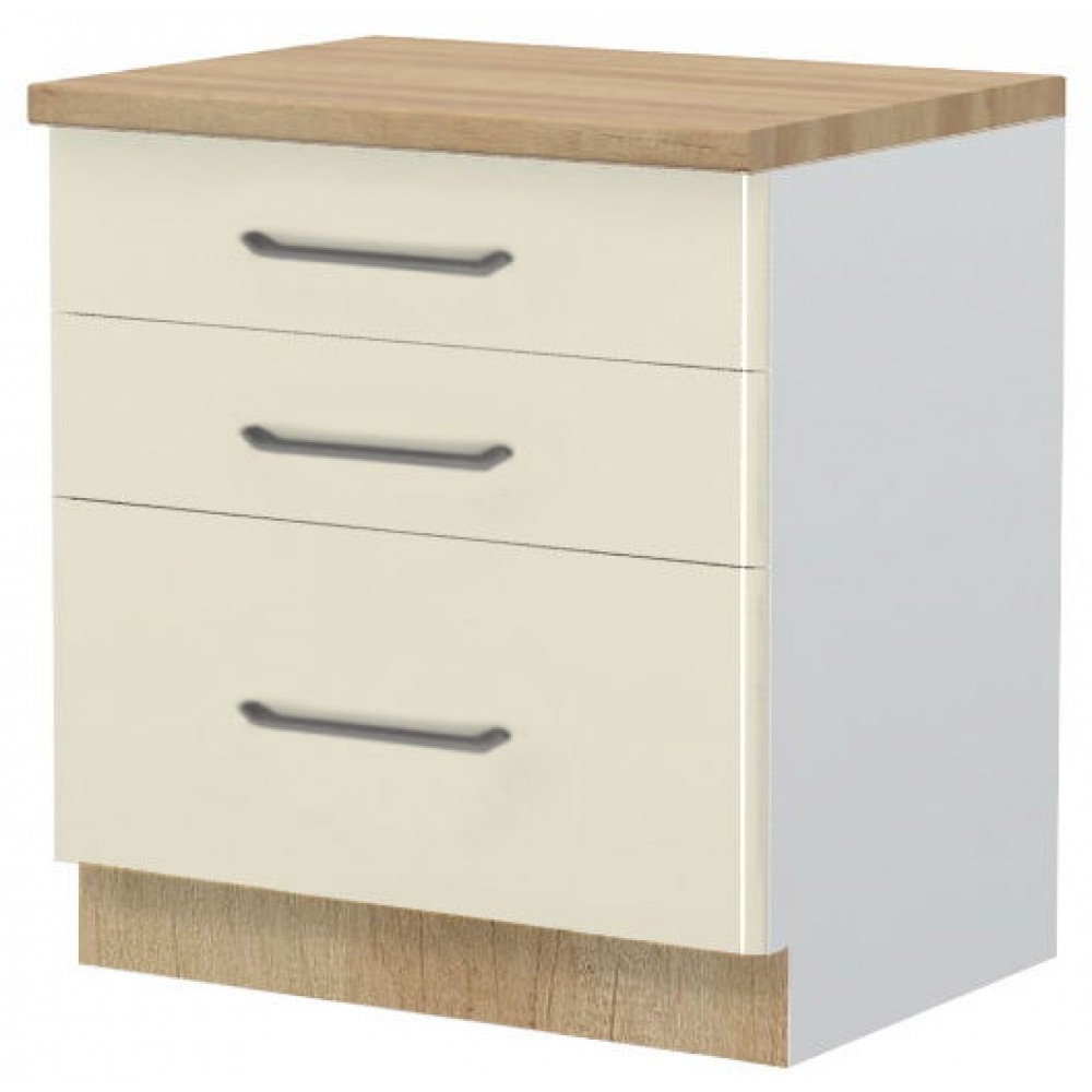 Επιδαπέδιο ντουλάπι Modena R-80-3F-Λευκό - Μπεζ