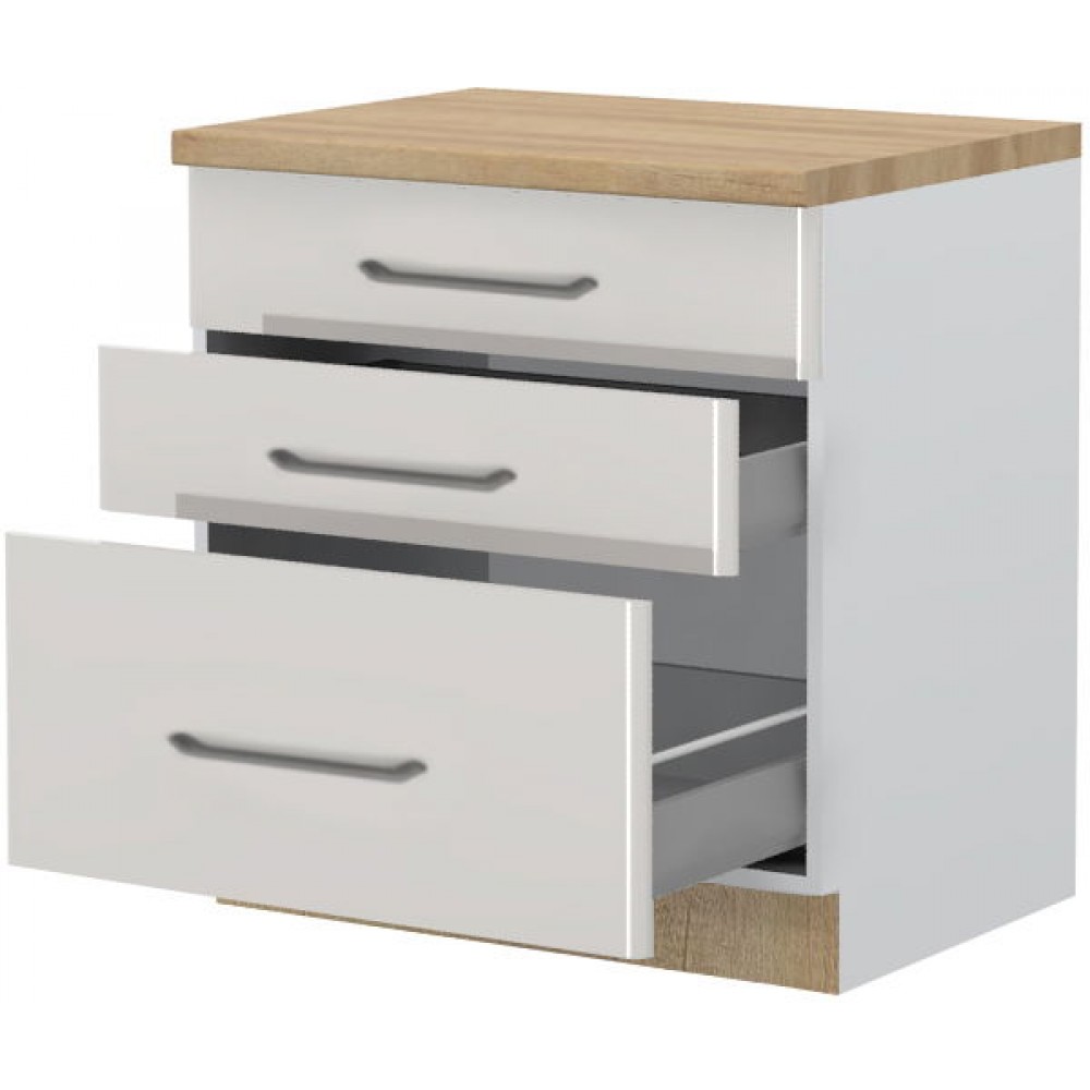 Επιδαπέδιο ντουλάπι Modena R-80-3MBOX-Λευκό - Γκρι ανοιχτό