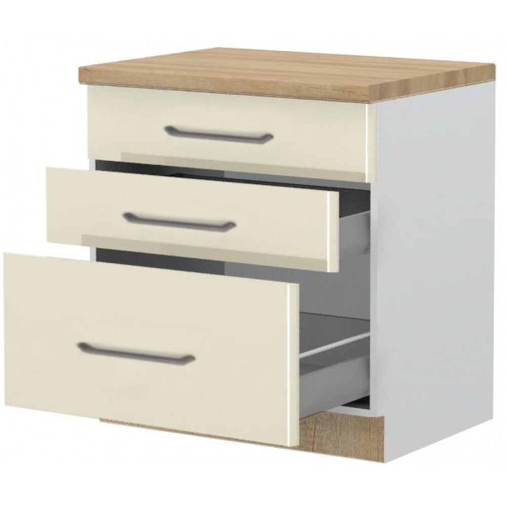 Επιδαπέδιο ντουλάπι Modena R-80-3MBOX-Λευκό - Μπεζ