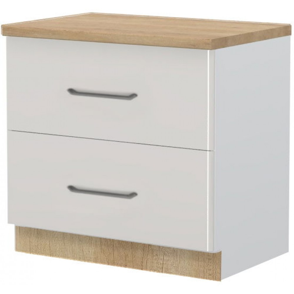 Επιδαπέδιο ντουλάπι Modena R-90-2F-Λευκό - Γκρι ανοιχτό