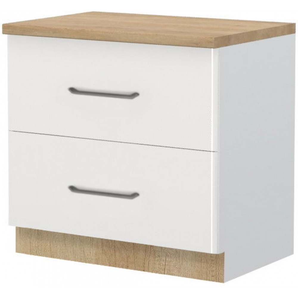 Επιδαπέδιο ντουλάπι Modena R-90-2F-Λευκό - Λευκό γυαλιστερό