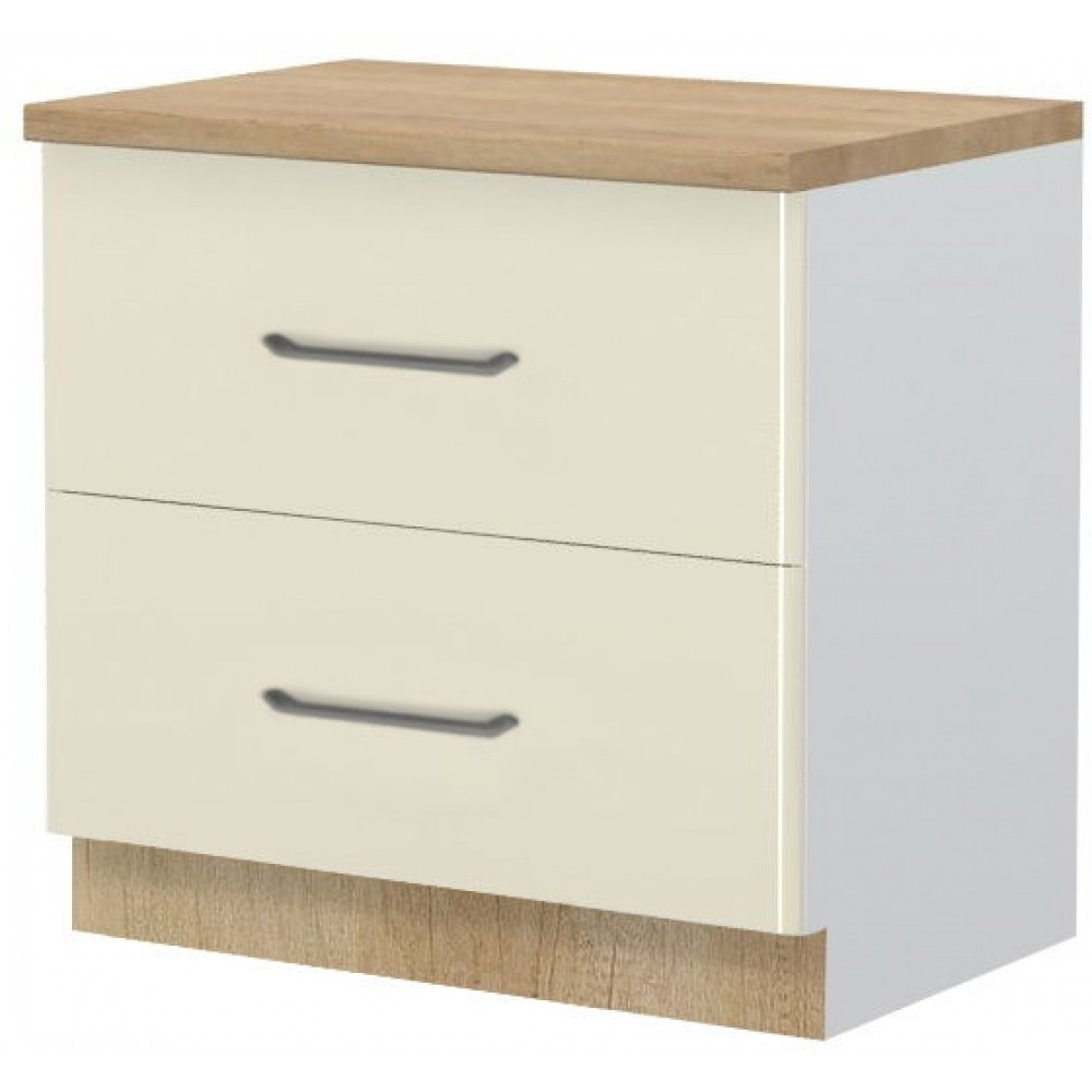 Επιδαπέδιο ντουλάπι Modena R-90-2F-Λευκό - Μπεζ