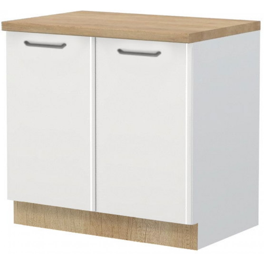 Επιδαπέδιο ντουλάπι Modena R-90-2K-Λευκό - Λευκό γυαλιστερό