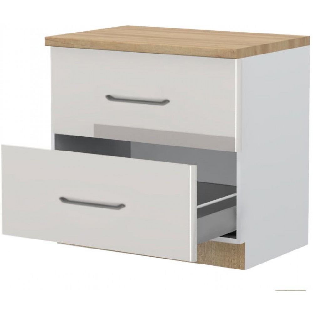 Επιδαπέδιο ντουλάπι Modena R-90-2MBOX-Λευκό - Γκρι ανοιχτό