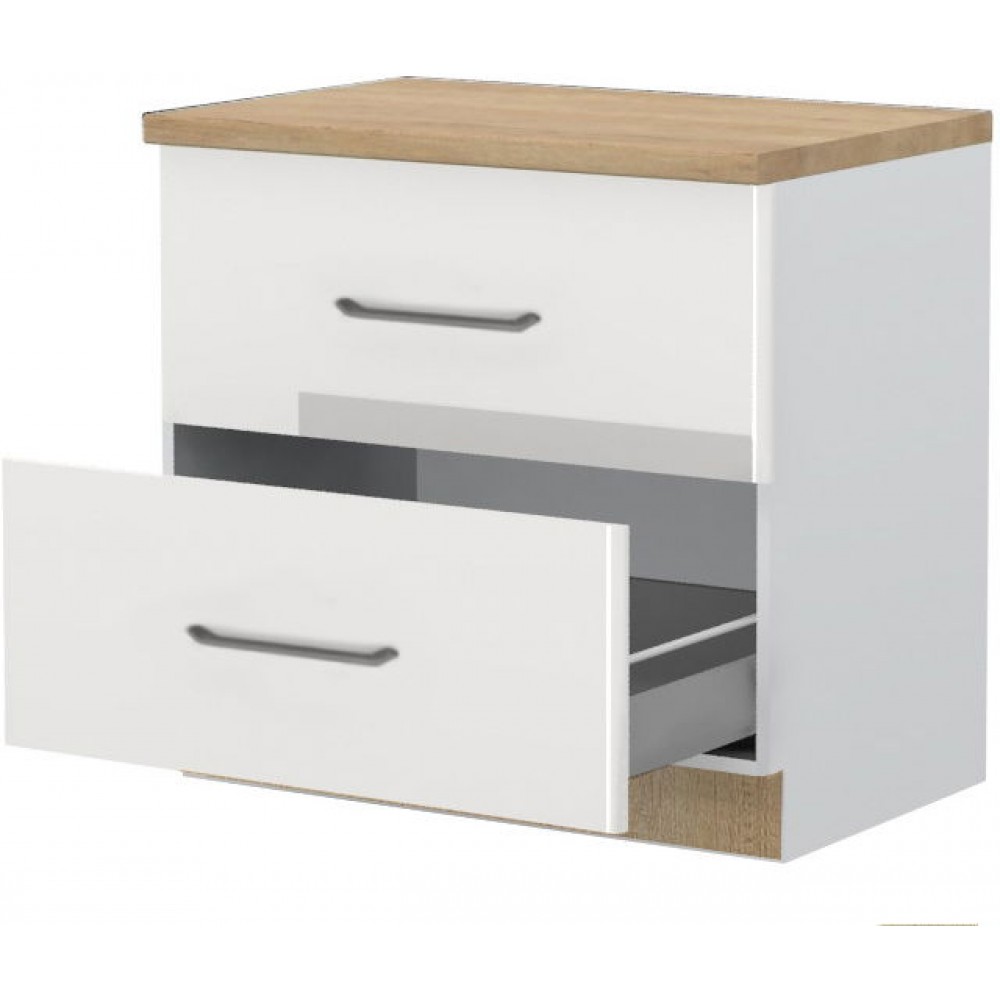 Επιδαπέδιο ντουλάπι Modena R-90-2MBOX-Λευκό - Λευκό γυαλιστερό