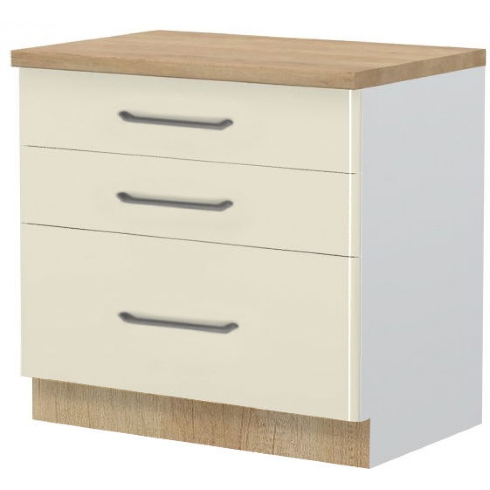 Επιδαπέδιο ντουλάπι Modena R-90-3F-Λευκό - Μπεζ