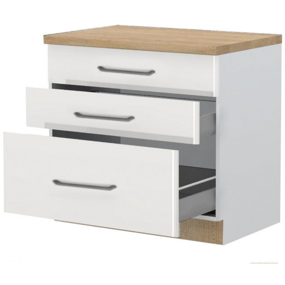 Επιδαπέδιο ντουλάπι Modena R-90-3MBOX-Λευκό - Λευκό γυαλιστερό