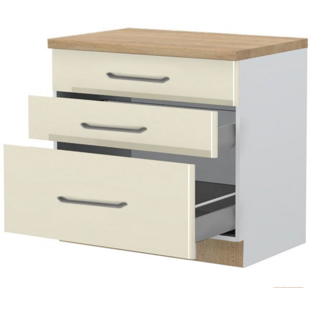 Επιδαπέδιο ντουλάπι Modena R-90-3MBOX-Λευκό - Μπεζ