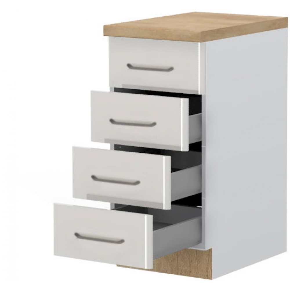 Επιδαπέδιο ντουλάπι Modena R40-4M BOX-Λευκό - Γκρι ανοιχτό