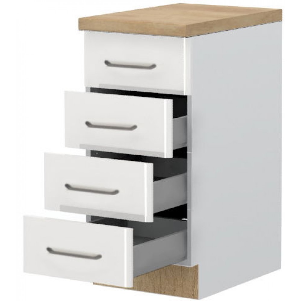 Επιδαπέδιο ντουλάπι Modena R40-4M BOX-Λευκό - Λευκό γυαλιστερό