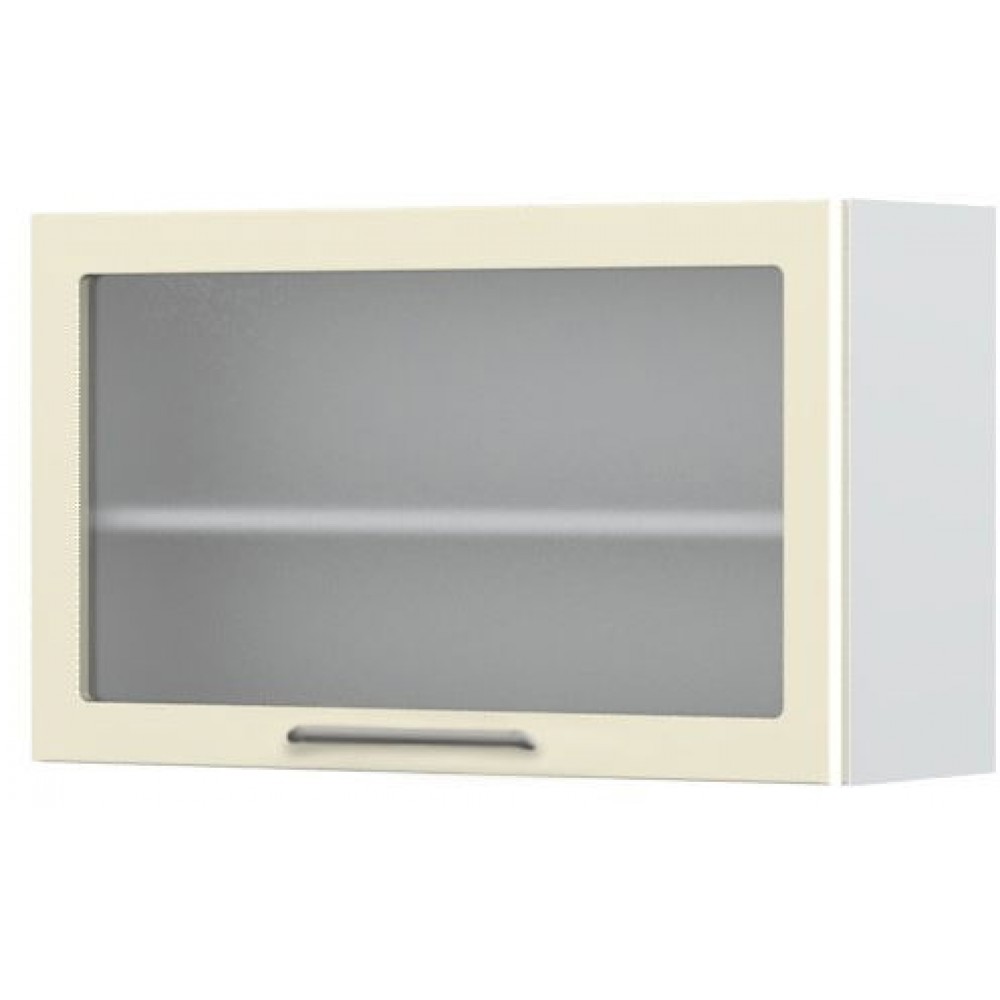 Ντουλάπι κρεμαστό Modena V5-90-1KSP με βιτρίνα-Λευκό - Μπεζ