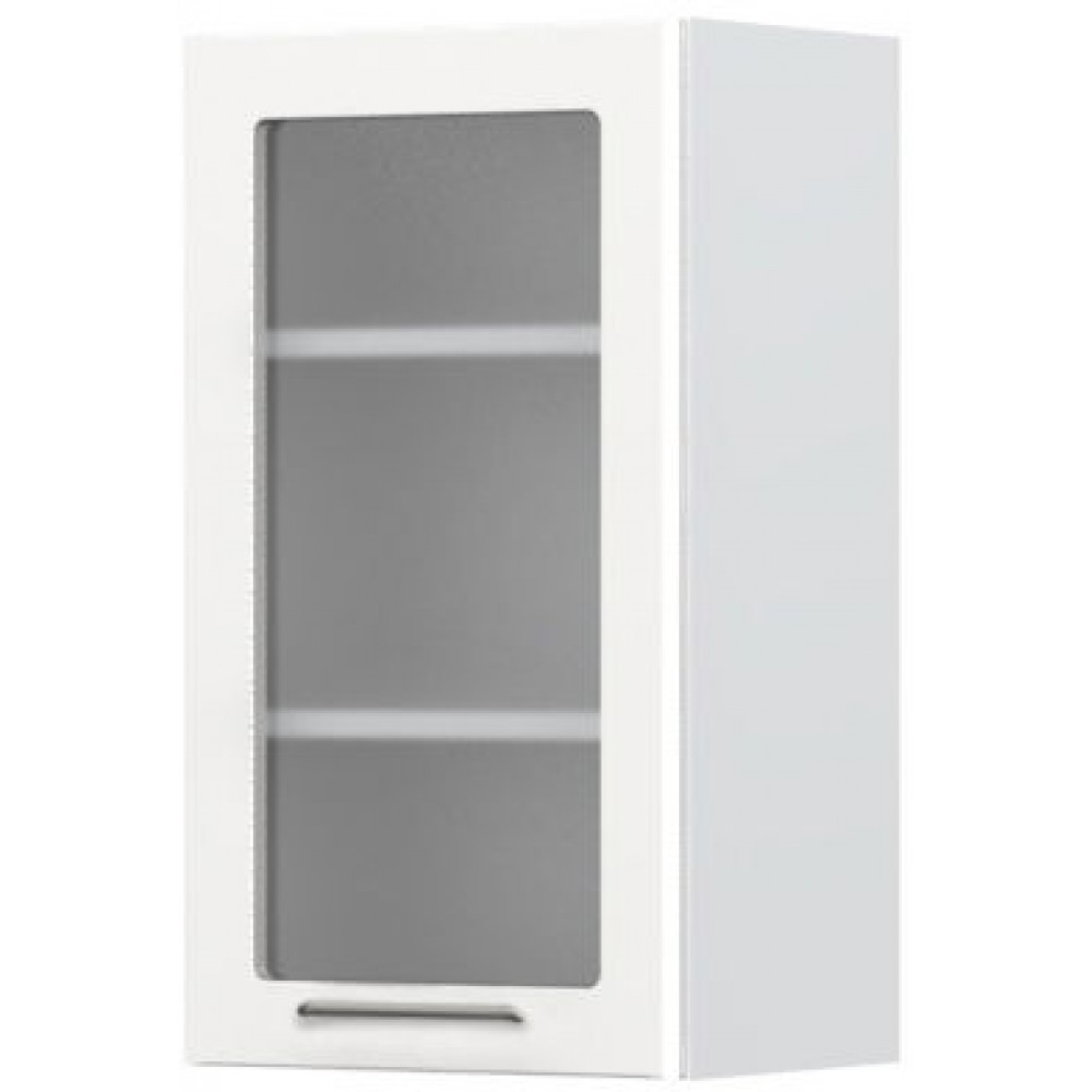 Ντουλάπι κρεμαστό Modena V7-40-1KS με βιτρίνα-Λευκό - Λευκό γυαλιστερό