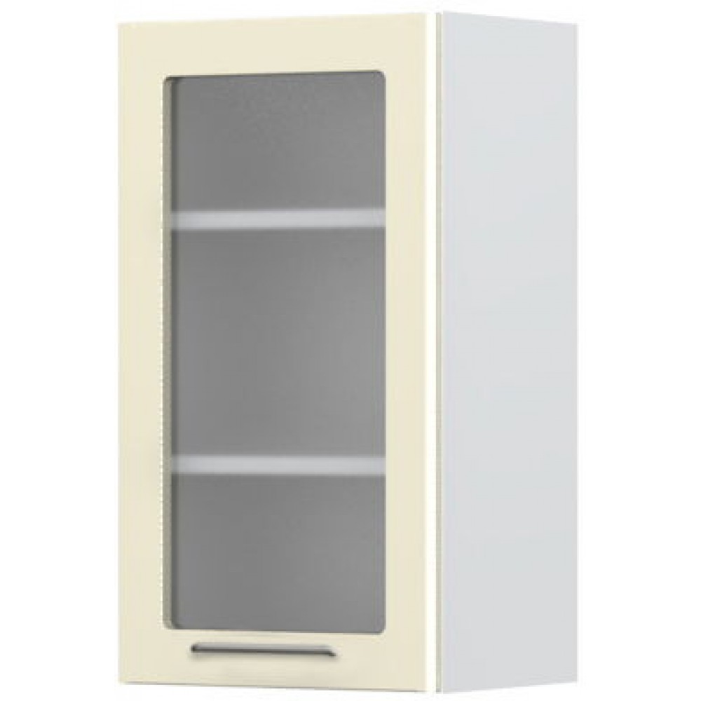 Ντουλάπι κρεμαστό Modena V7-40-1KS με βιτρίνα-Λευκό - Μπεζ
